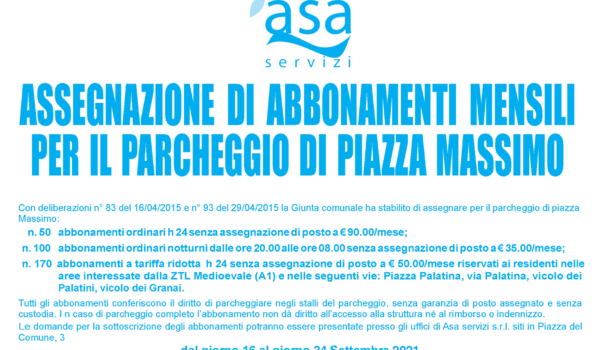 Manifesto Bando Piazza Massimo 2021